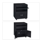 Relaxdays Rollcontainer Büro, mit 2 Fächern & Tastaturauszug, Druckertisch mit Rollen, HxBxT: 74 x 60 x 48 cm, schwarz