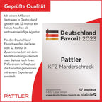 PATTLER® Marderschreck Auto - Marderabwehr mit Ultraschall. Anschluss an 12V Autobatterie. Sofortiger & Langfristiger Marderschutz im Motorraum