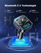 Glangeh FM Transmitter Auto Bluetooth Schnelles Autoladegerät 54W (PD 36W & QC3.0 18W) - Dual Mikrofon Bluetooth Adapter Auto Zigarettenanzünder, unterstützt Siri-Assistent & Freisprecheinrichtung