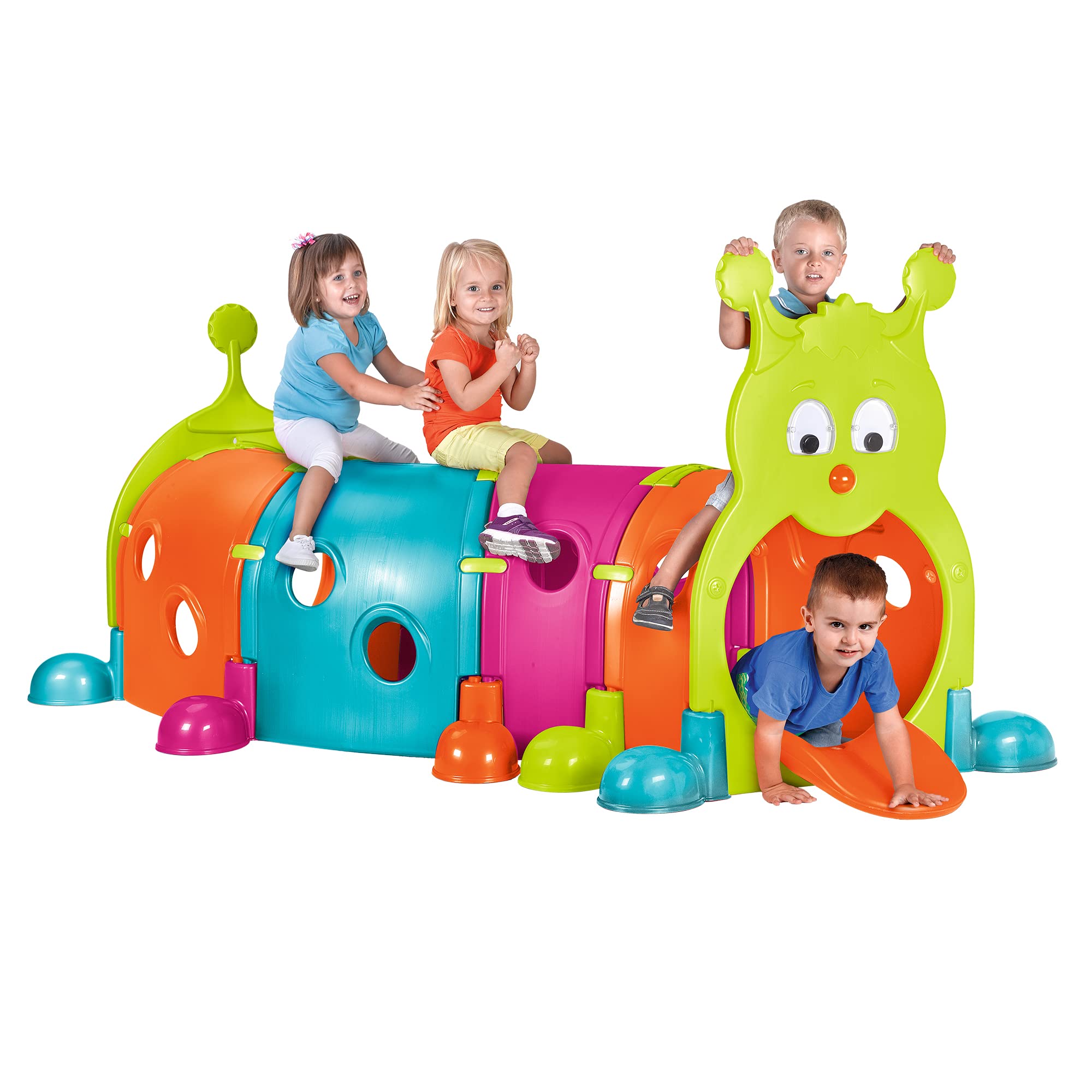 FEBER - Febergus, Kinder-Sporttunnel, Indoor und Garten, mit 4 erweiterbaren bunten Modulen, Outdoor-Spielzeug für Jungen und Mädchen +3 Jahre, Famosa (FEU12000)