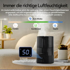 Rosekm Automatischer Luftbefeuchter für Schlafzimmer & große Räume, 4,5L Kaltnebel-Befeuchter mit Timer & Feuchtigkeitssensor, bis zu 18H Laufzeit, Auto-Abschaltung, 360°-Düse (Schwarz)