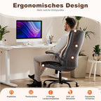 DUMOS Bürostuhl Pu-Leder Chefsessel mit Hochklappbaren Armlehnen Bürostuhle Leder mit Drehbaren Rädern Office Chair Ergonomic Geeignet für Büros Zuhause und Andere Umgebungen