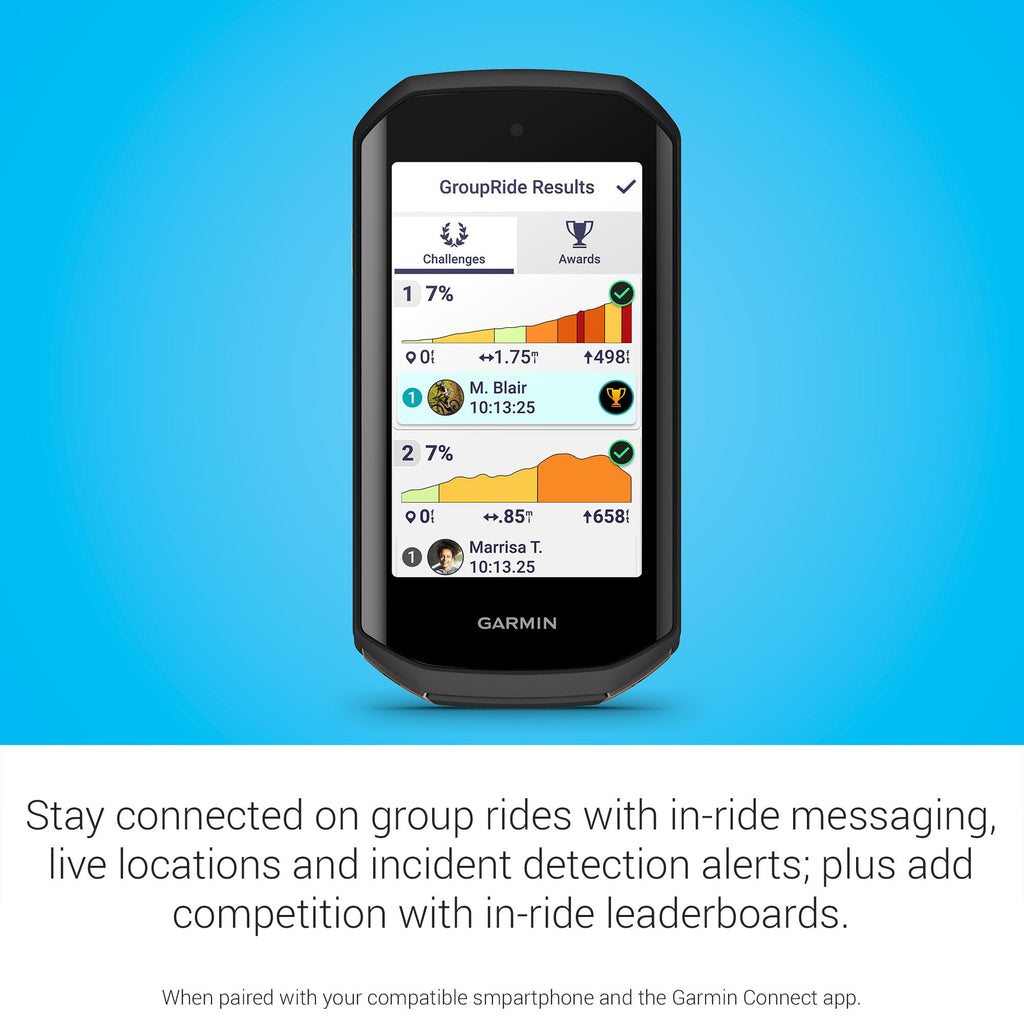 Garmin Edge 1050®, Premium-Fahrradcomputer, lebendiges Farb-Touchscreen-Display, eingebauter Lautsprecher, erweiterte Trainings- und Gruppenfahrten, Straßengefahrenwarnungen