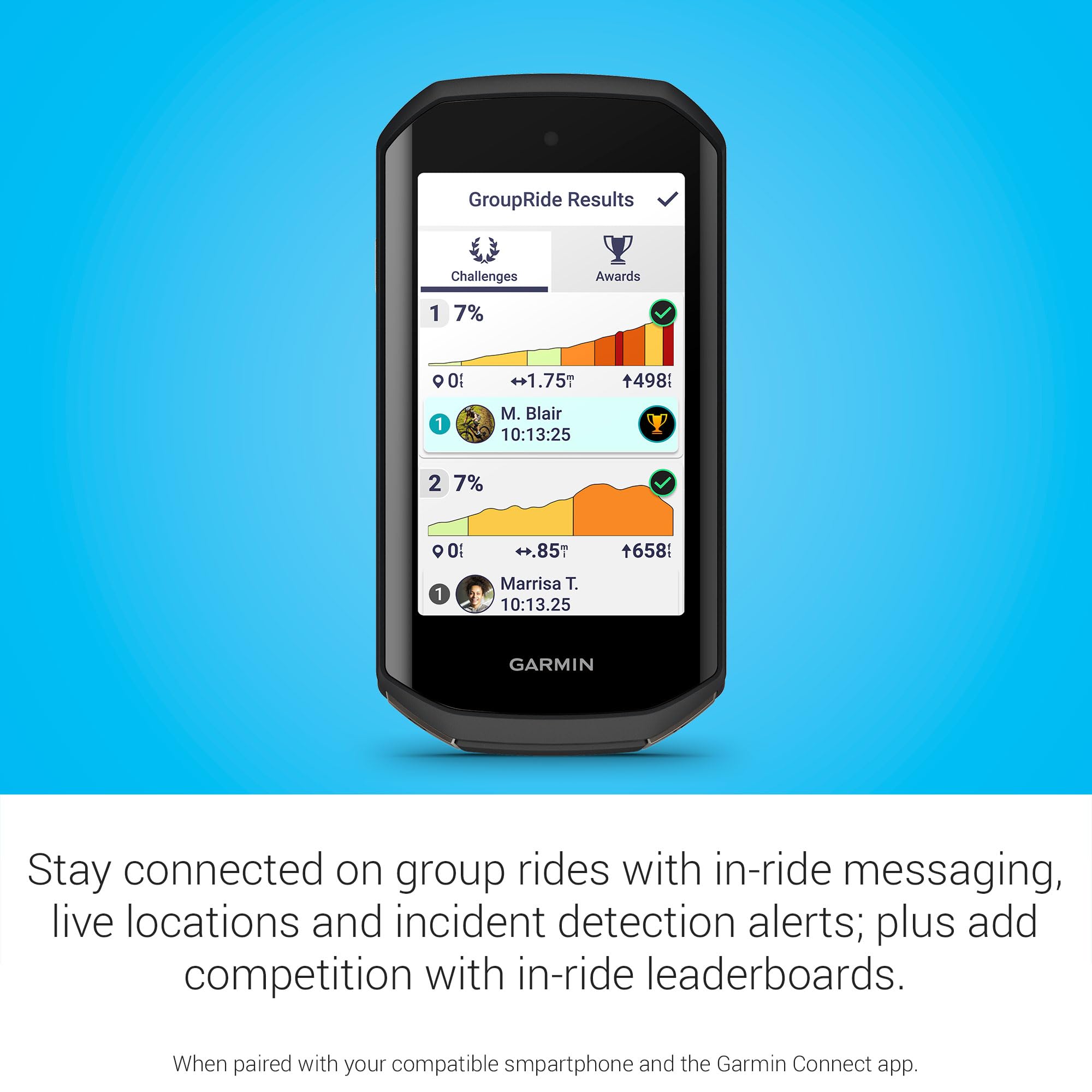 Garmin Edge 1050®, Premium-Fahrradcomputer, lebendiges Farb-Touchscreen-Display, eingebauter Lautsprecher, erweiterte Trainings- und Gruppenfahrten, Straßengefahrenwarnungen