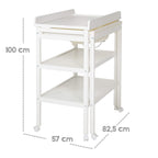 roba Bade Wickel Kombination + Wickelauflage Style grau - Mobiler Kombi Wickeltisch mit integrierter Badewanne - mit ausziehbarer Wickelfläche - Holz weiß