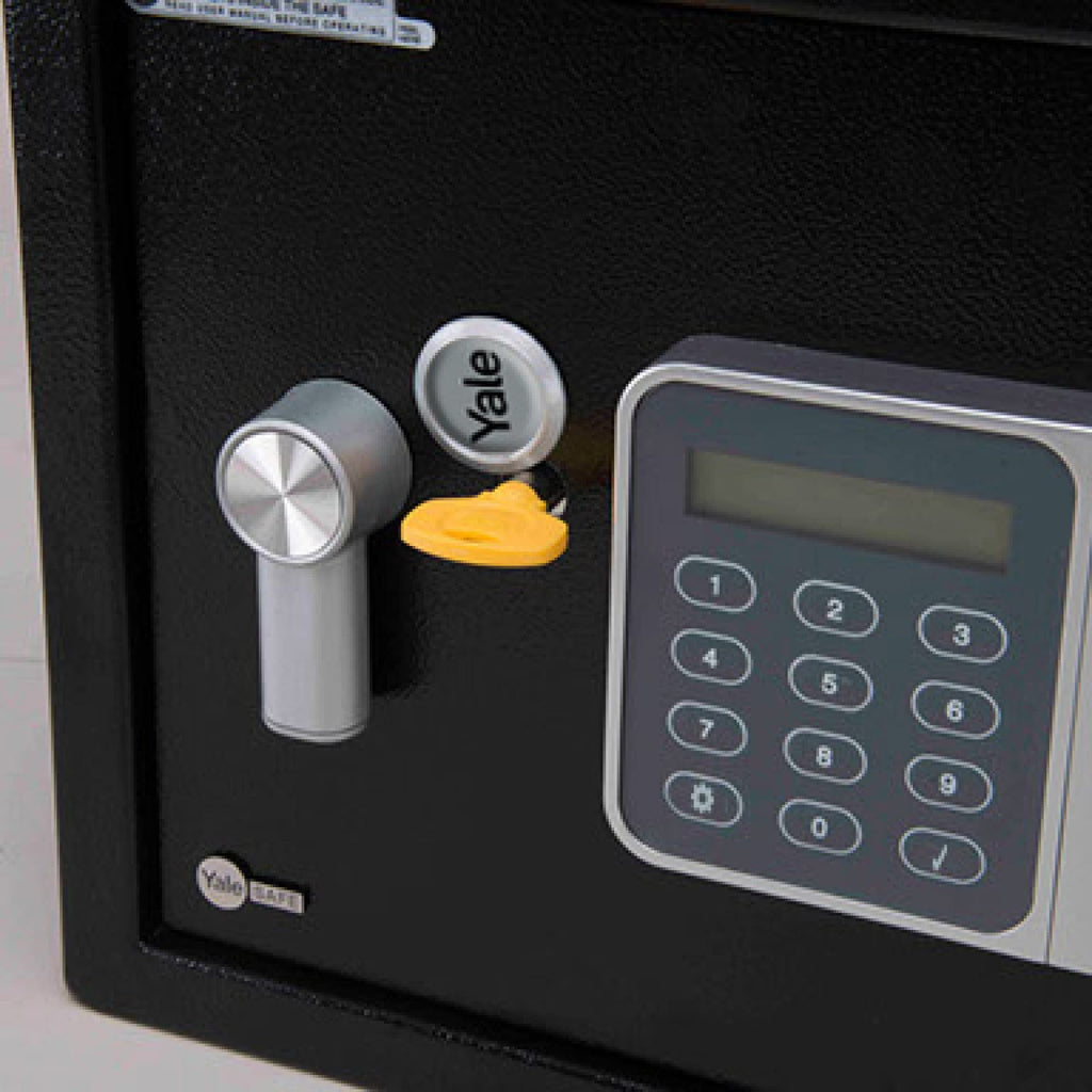 Yale Elektronischer Gäste-Tresor Laptop YLG/200/DB2 Schwarz – 24 L – PIN Code 3–6 Stellen – LCD Display – Auto Sperre – Teppichboden – Befestigung an Wand oder Boden – 200×430×350 mm