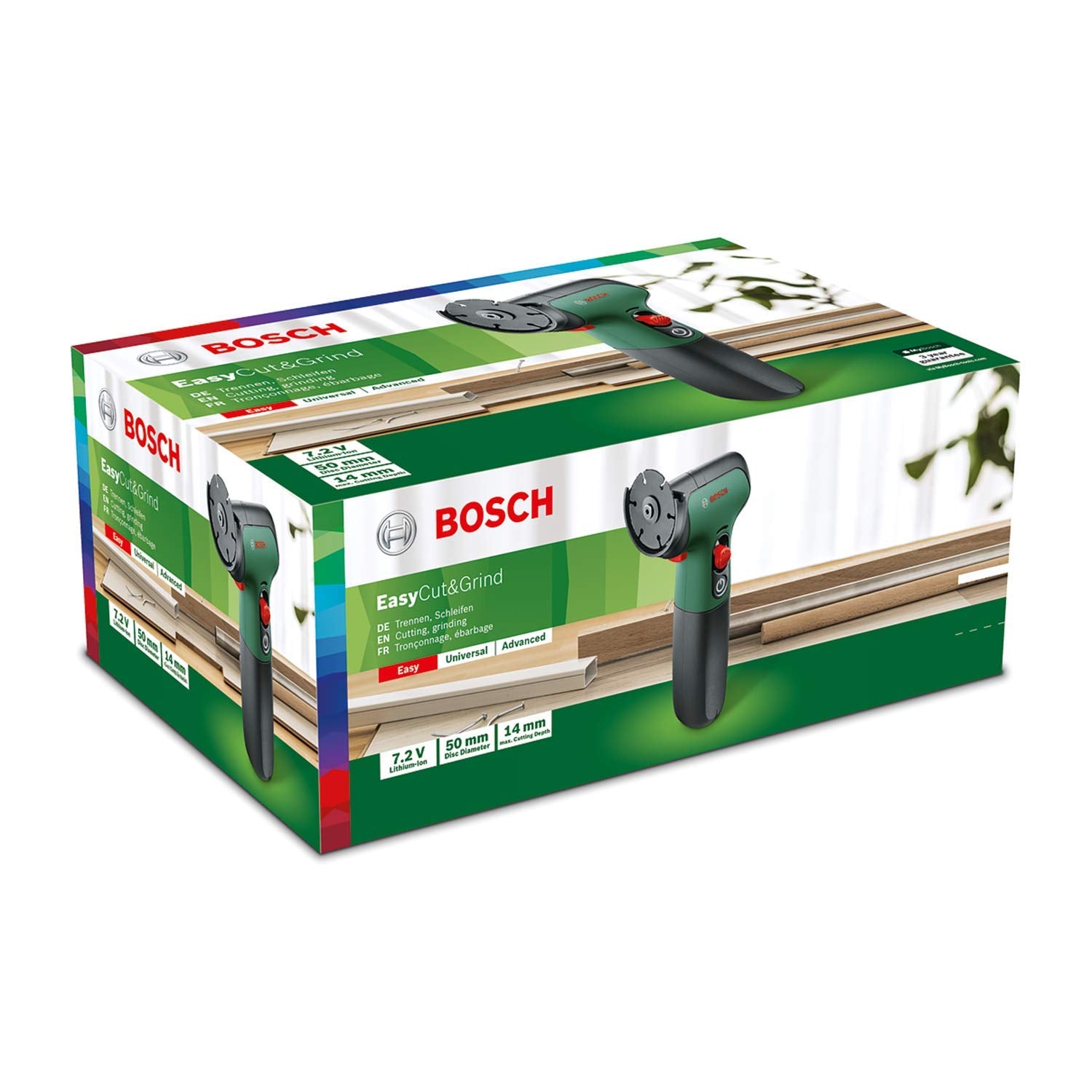 Bosch Mini-Winkelschleifer EasyCut&Grind (Holz (Rundhölzer), Kunststoff, Karton und Metall trennen; 2,0 Ah Akku; 7,2 Volt; im Karton)