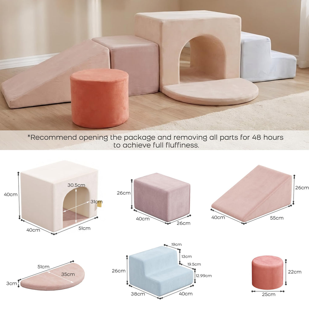 BanaSuper Schaumstoff-Kletterblöcke für Kinder, Schaumstoff Bausteine XXL, EN71-zertifiziert & rutschfest, Kinder Montessori Spielzeug, Waschbare Hülle für Indoor-Spaß, Soft Playset, Babyblau Rosa