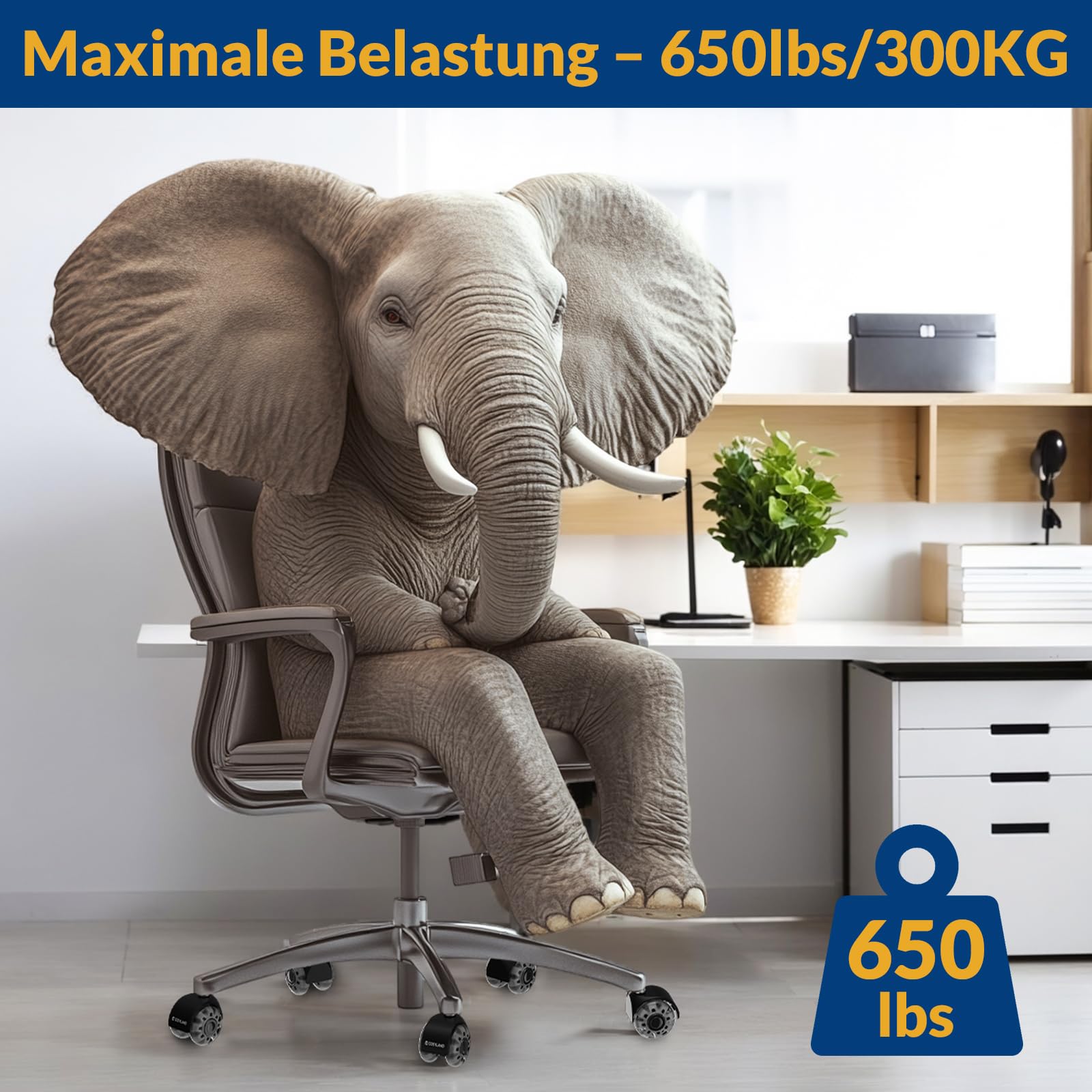 COSYLAND Bürostuhl Rollen 11mm x 22 mm - 5er Set Rollen für Bürostühle - Super Leise und Weiche für Hartböden, Parkett, Teppich, Laminat, Keine Bodenschutzmatte Nötig, Grau Doppelräder