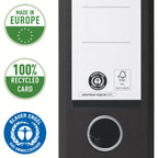 VON Leitz Ordner A4, 10er Pack, 100 % Recyclingpapier, 80 mm Rückenbreite, Für 600 Blatt, Blauer Engel & FSC-zertifiziert, Für Schule, Studium & Zuhause, Schwarz, 10530095