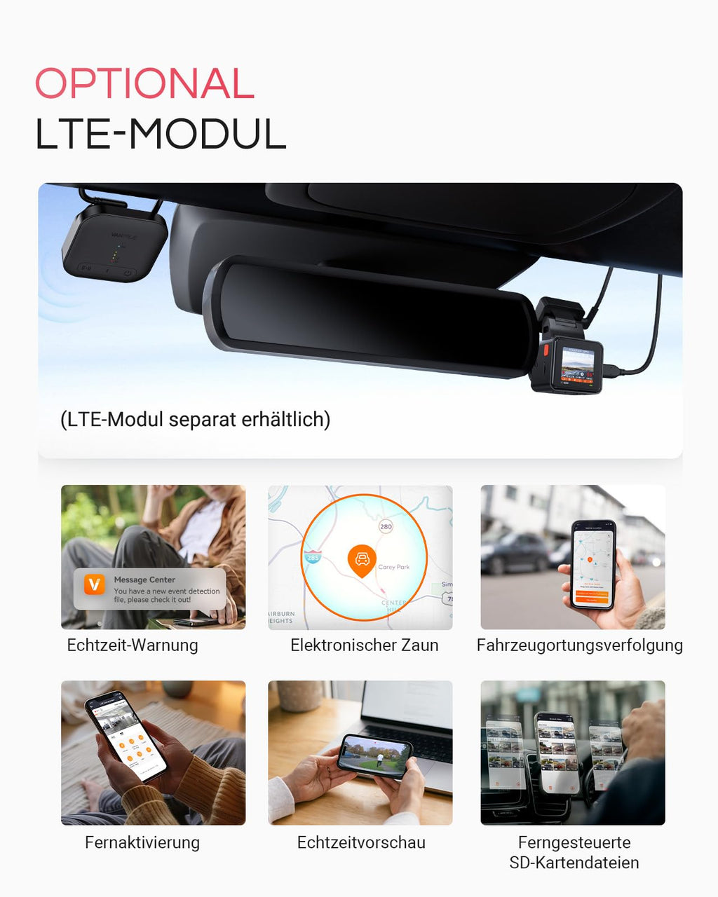 VANTRUE E1 Pro 4K HDR STARVIS 2 Dashcam Auto vorne, 5Ghz WLAN Mini Dash Cam mit CPL, GPS Sprachbefehle, 15Sek. Puffer Parküberwachung, Prima Nachtsicht, 1.54 Zoll 160°Versteckte Autokamera, max. 1TB