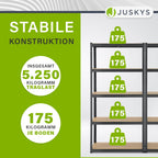 Juskys 6er-Set Lagerregal Basic 6X 180x90x40cm (HxBxT) - 5250 kg - 30 Böden - Schwerlastregal Steckregal Metall Kellerregal Regalsystem Regal - Grau