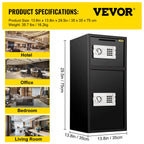 VEVOR Digitaler Tresor 74 l, Sicherheitskasten mit digitaler Kombination für den Heimgebrauch, Safe für Geld, Schmuck, Dokumente