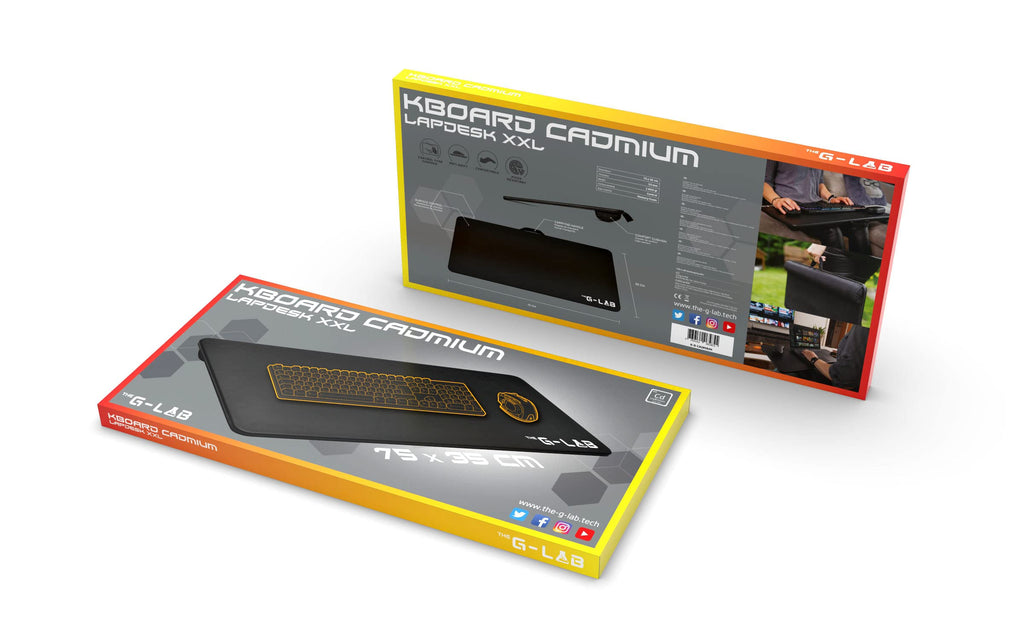 THE G-LAB K-Board Cadmium Laptopablage mit XXL-Kissen, Ideal für Home Office/Gaming für Bett oder Sofa, Laptopständer 13"-19", Lapdesk Extra Large mit Griff