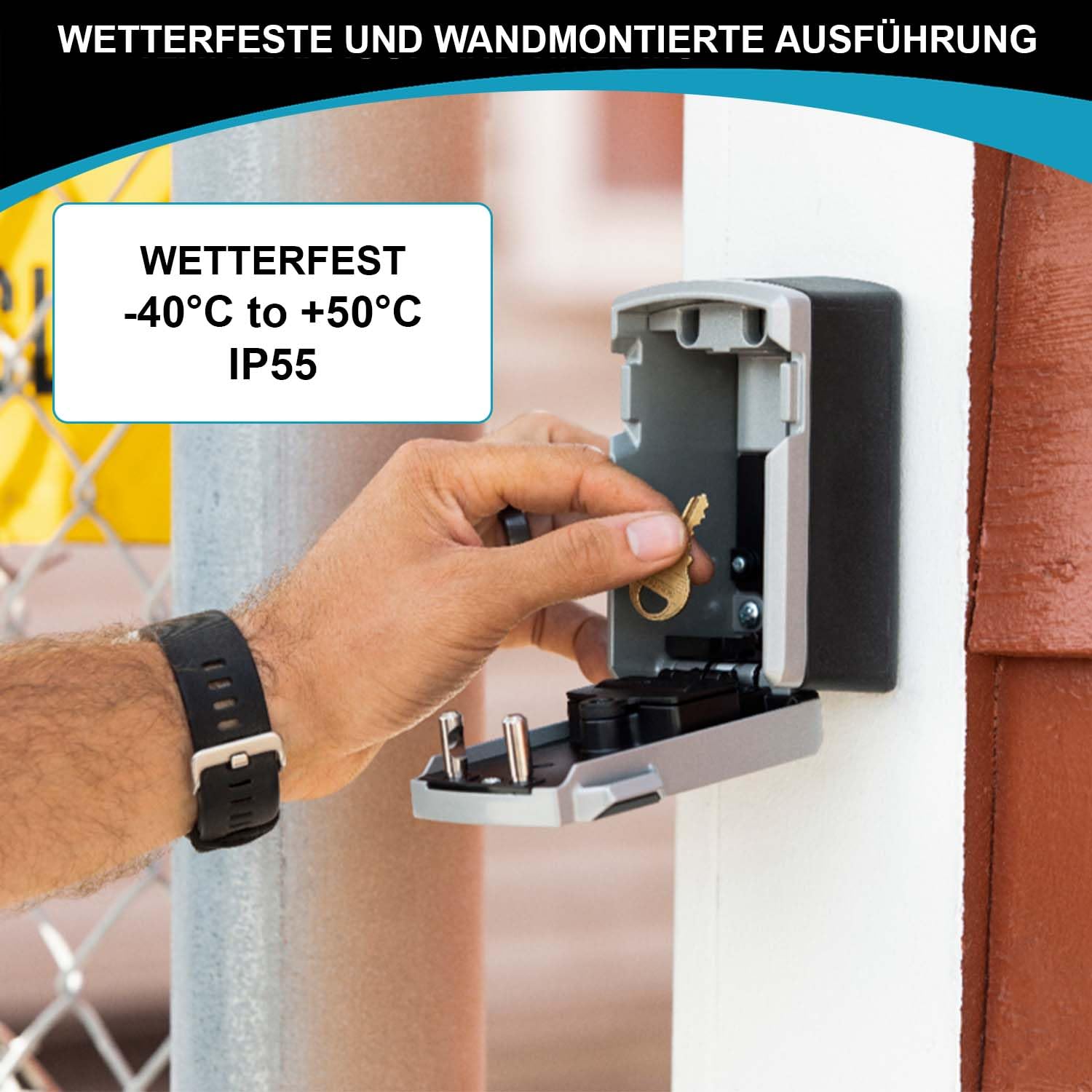 Master Lock Smart Connected Schlüsseltresor zur Wandmontage, Bluetooth oder Kombination, mittel 83 x 127 x 59 mm, Outdoor, für Profis, Schwarz und Grau