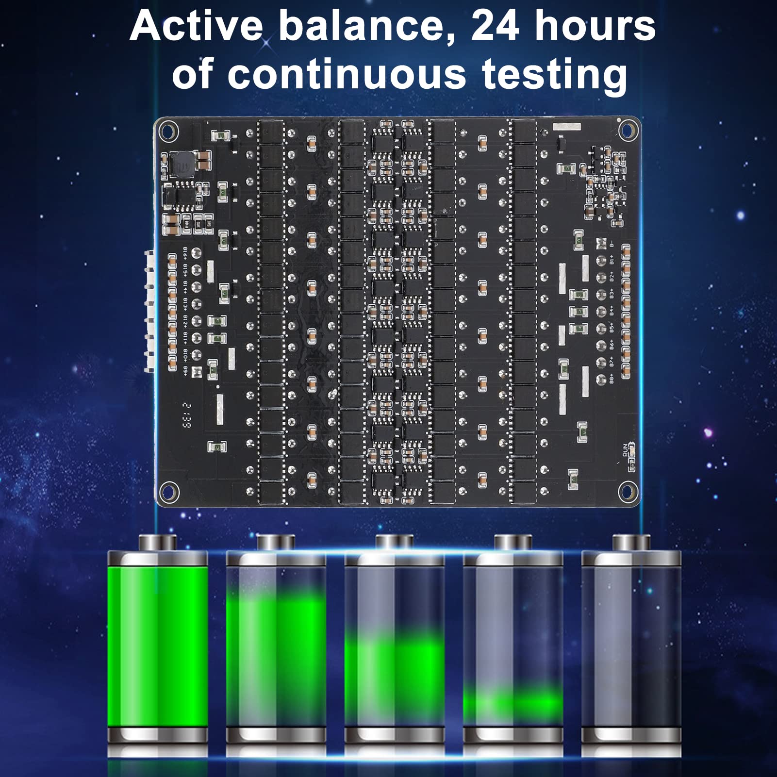Annadue 12S Bis 16S Akku Aktiver Equalizer, Lifepo4 Lithium Lipo Akku Energie Aktiver Equalizer, 1,8V Bis 4,5V 0 Bis 5,5A Equalizer Lifepo4 Li Ion Lithium Lipo Board mit Kabel für LTO LPO LFP NCM