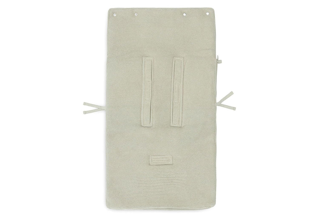 Jollein Fußsack Basic Knit Olive Green - Für Babyschale Kinderautositz Gruppe 0+ und Kinderwagen - Für 3-Punkt- und 5-Punkt-Gurt - Strickmuster und Fleece Futter - Olivgrün