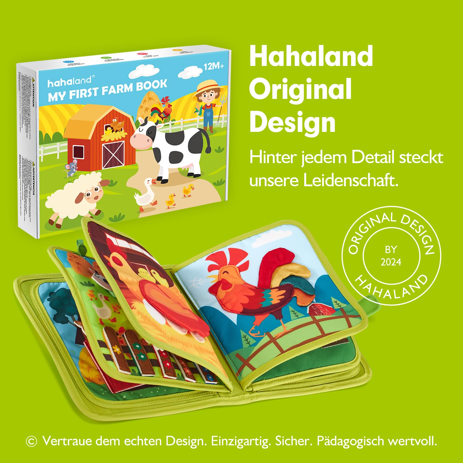 Hahaland Montessori Spielzeug ab 1 Jahr – Quiet Book mit Bauernhof Thema, 20-in-1 Busy Board Weichem Filz für Frühe Bildung,Busy Book für Autofahrten, Geschenk Spielzeug ab 1 2 3 4 Jahre Mädchen Junge
