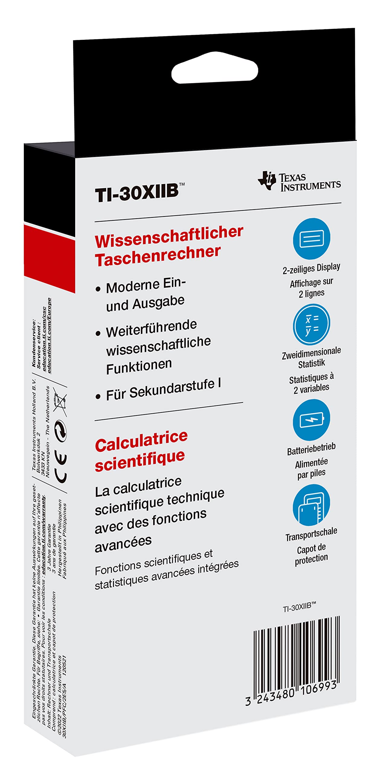 Texas Instruments TI-30 XIIB Schulrechner (zweizeilig, Batteriebetrieb) Weiß