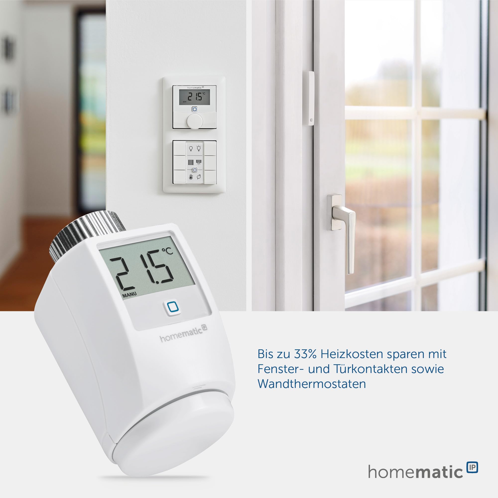 Homematic IP Smart Home Heizkörperthermostat, digitaler Thermostat Heizung, Heizungsthermostat, Steuerung per App, Alexa & Google Assistant, einfache Installation, Energie sparen, 140280A0