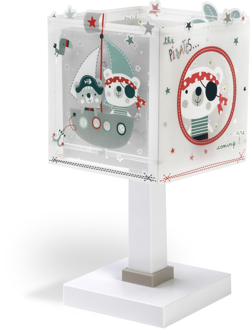 Dalber Kinder Tischlampe Nachttischlampe Piraten The Pirates Tiere, Grau, 14 x 14 x 29 cm