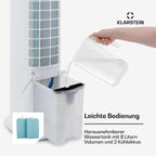 Klarstein Luftkühler mit Wasserkühlung, 5-in-1 Verdunstungskühler, Luftbefeuchter, Ventilator & Luftreiniger, Mobile Klimageräte Luftkühler mit App-Steuerung, 80W Air Cooler, 462m³/h Luftstrom