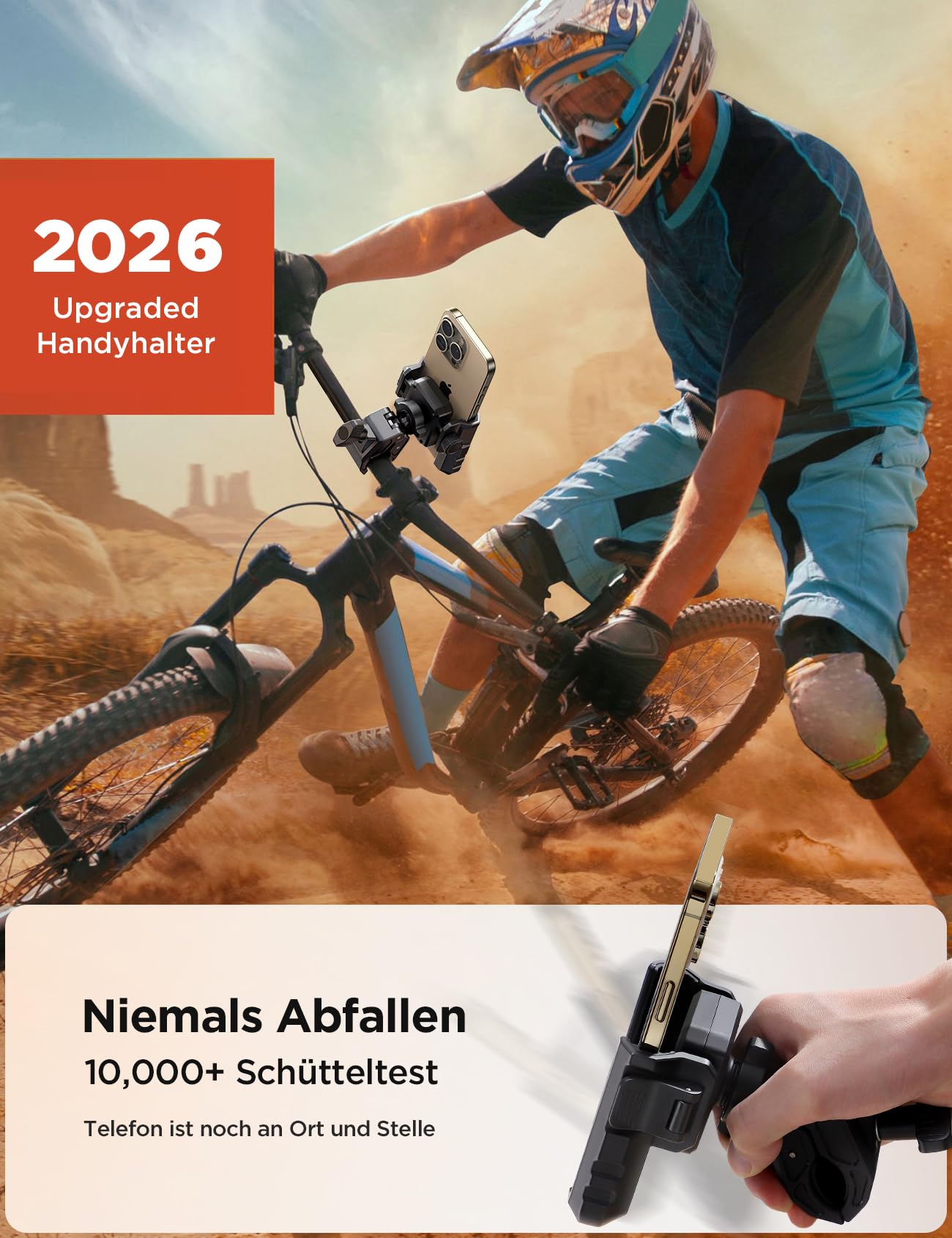 JOYROOM 2026 Upgrade Handyhalterung Fahrrad, Handyhalterung Motorrad Vibrationsgedämpft【Hält Bombenfest】 1S Schnelle Montage und Demontiert am Lenker, Handyhalter Fahrrad für 4.7"-7" Smartphone