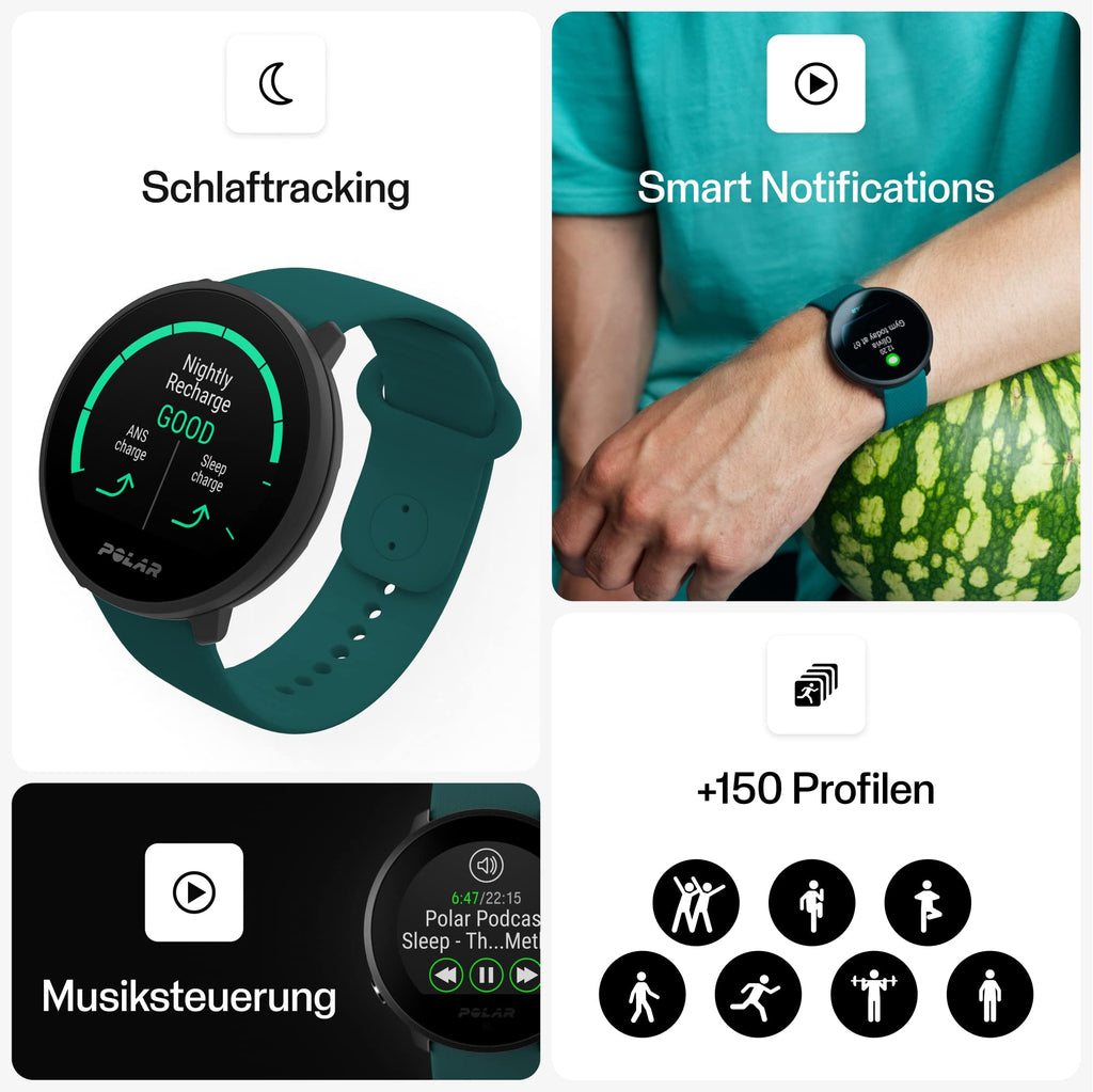 Polar Unite – Smartwatch - wasserdichte Fitnessuhr mit Connected GPS, Schlaftracking, täglichen Trainingsanleitungen, Erholungsanalyse – optische Pulsmessung am Handgelenk