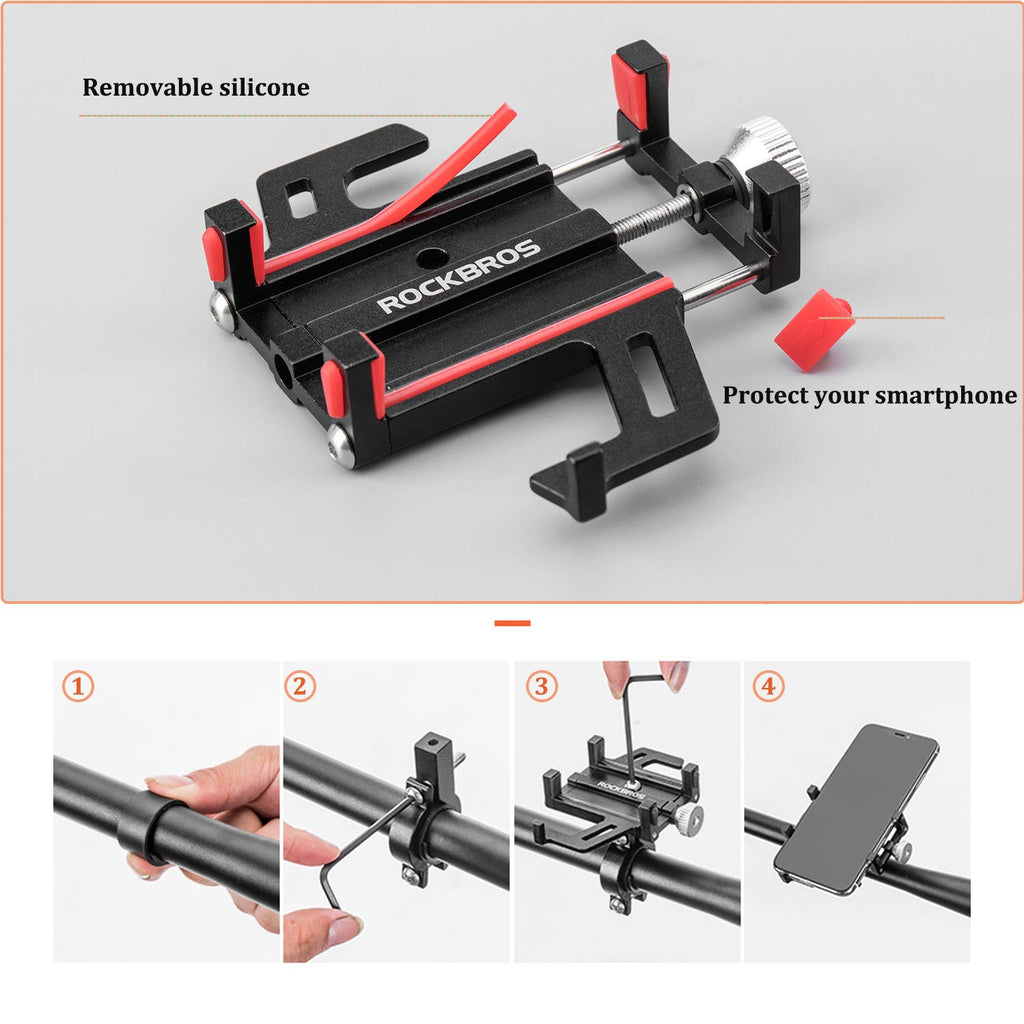 ROCKBROS Fahrrad Motorrad Handyhalterung für 4.2-6.8 Zoll Smartphone 360° Drehbar Ebikes Halterung für Lenker 22.2 bis 31.8mm Universal