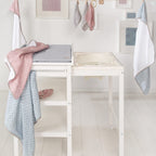 roba Bade Wickel Kombination + Wickelauflage Style grau - Mobiler Kombi Wickeltisch mit integrierter Badewanne - mit ausziehbarer Wickelfläche - Holz weiß