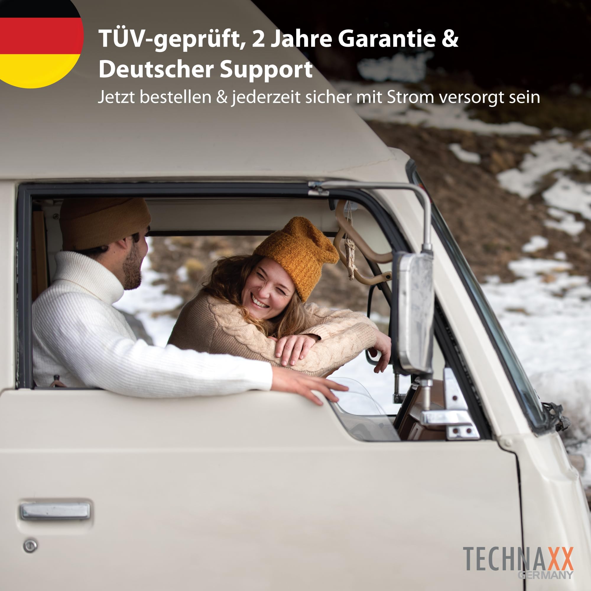 Technaxx KFZ Wechselrichter 12V auf 230V 2000W / 4000W – TÜV-zertifizierter Auto Spannungswandler mit LC-Display, 2x Schuko & 2x USB – Inverter für Camping, Wohnmobil, Boot – TE20