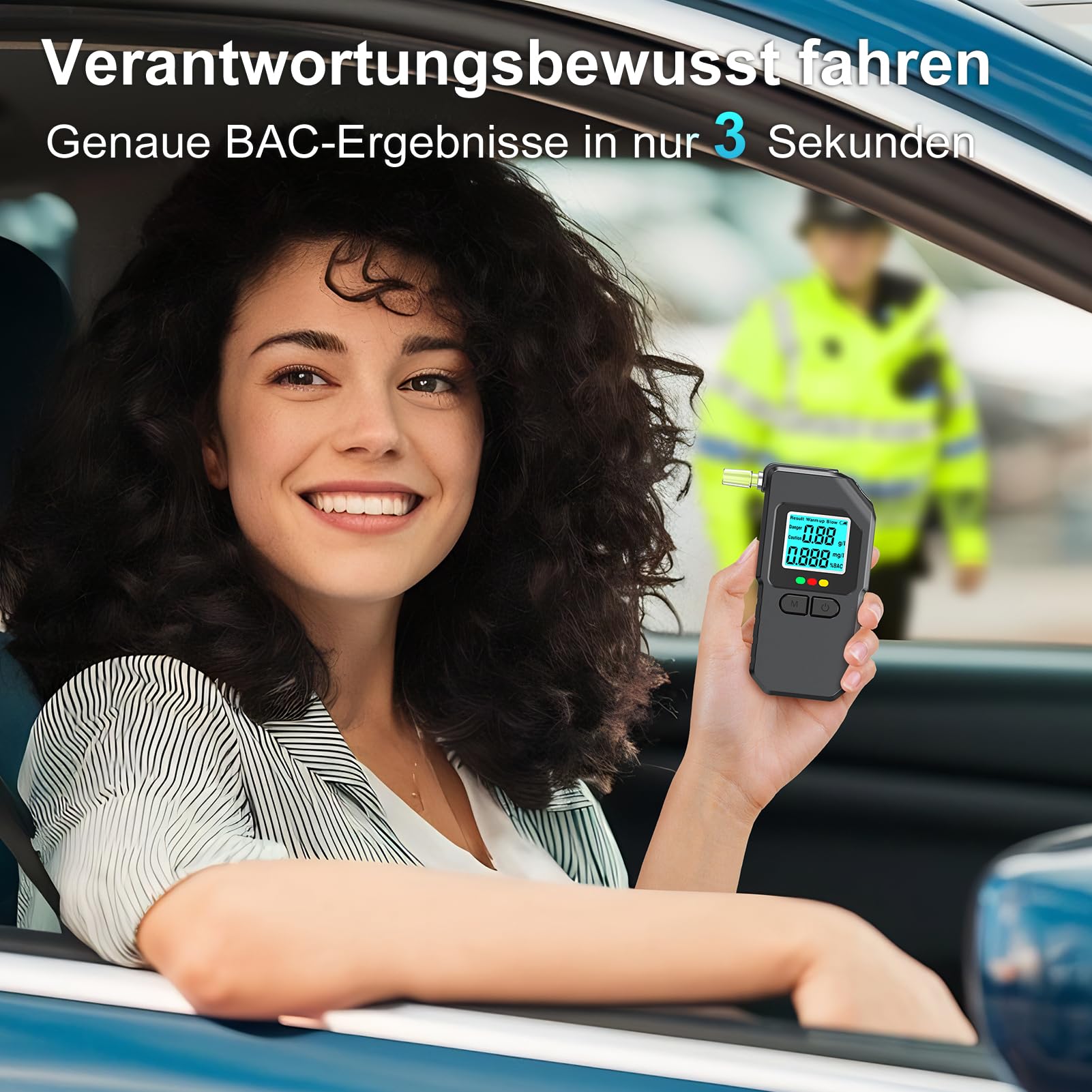 Alkoholtester Alkotester Atemalkoholtester Promilletester Alkomat professionell Dual-Sensor digital mit LCD, tragbar für Auto & Zuhause, 20 Mundstücke, Breathalyzer Breathalyser Alcohol tester Breath