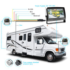 Hodozzy Rückfahrkamera Auto mit 8 Zoll LCD Monitor, AHD 1080P 2*Kameras IP69 Wasserdicht Super Nachtsicht, Rückfahrkamera Kabel 12V-24V für Wohnmobil/LKW/Anhänger/Bus/Vans, mit 15m+5m Kabel