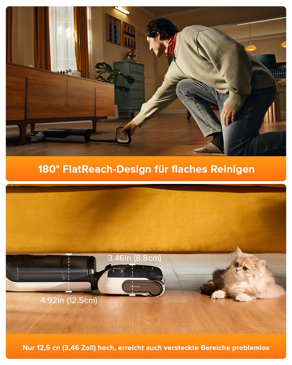 roborock F25 LT Nass Trockensauger, 180° Lay-Flat Saugwischer, 20.000 Pa Staubsauger, 90°C 5 Min Hochtemperatur Selbstreinigung & und schnelle Heißlufttrocknung, 60 Min Laufzeit, Wischsauger Kabellos