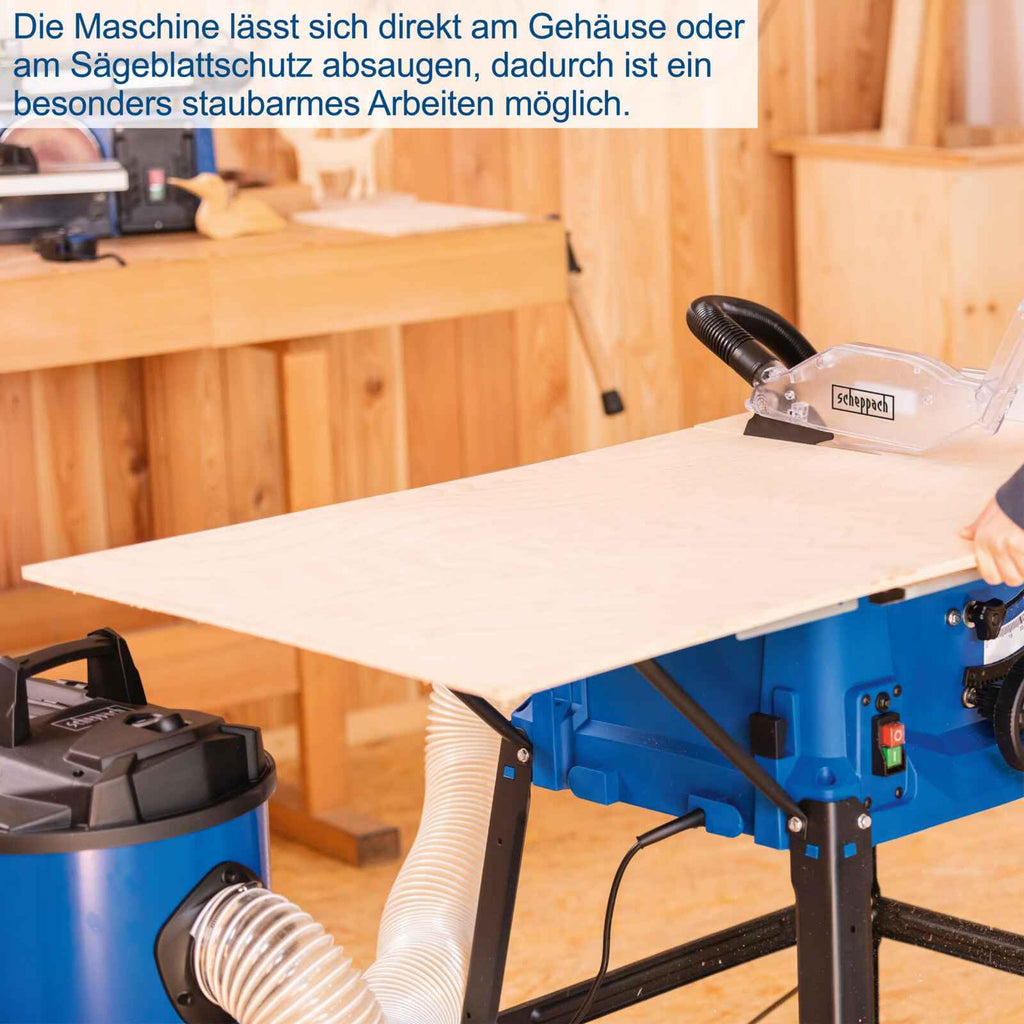 Scheppach Tischkreissäge HS100S | 230V 2000W | Schnitthöhe 85mm | Sägeblatt Ø 250mm | inkl. Tischverbreiterungen und Untergestell | Tischgröße mit Verbreiterung 642 x 940 mm | Tischhöhe 830mm