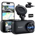 Avylet 4K/2.5K+1080P Dashcam Auto Vorne Hinten, 5GHz WiFi/APP Dual Kamera mit 64GB Card, ADAS Spurhalteassistent, Parküberwachung, externem GPS, Super Nachtsicht, WDR, G-Sensor, 170°+150° Weitwinkel
