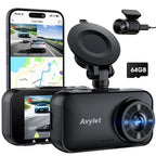 Avylet 4K/2.5K+1080P Dashcam Auto Vorne Hinten, 5GHz WiFi/APP Dual Kamera mit 64GB Card, ADAS Spurhalteassistent, Parküberwachung, externem GPS, Super Nachtsicht, WDR, G-Sensor, 170°+150° Weitwinkel
