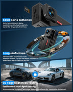 Dashcam Auto, UCOCARE 4G LTE Dash Camera Auto mit SIM Karte, 64GB-Karte, Dashcam mit Parküberwachung ohne WLAN, App-Zugriff, 2-Wege Talk, Bewegungserkennung-Alarm, Nachtsicht, GPS, 170° Weitwinkel