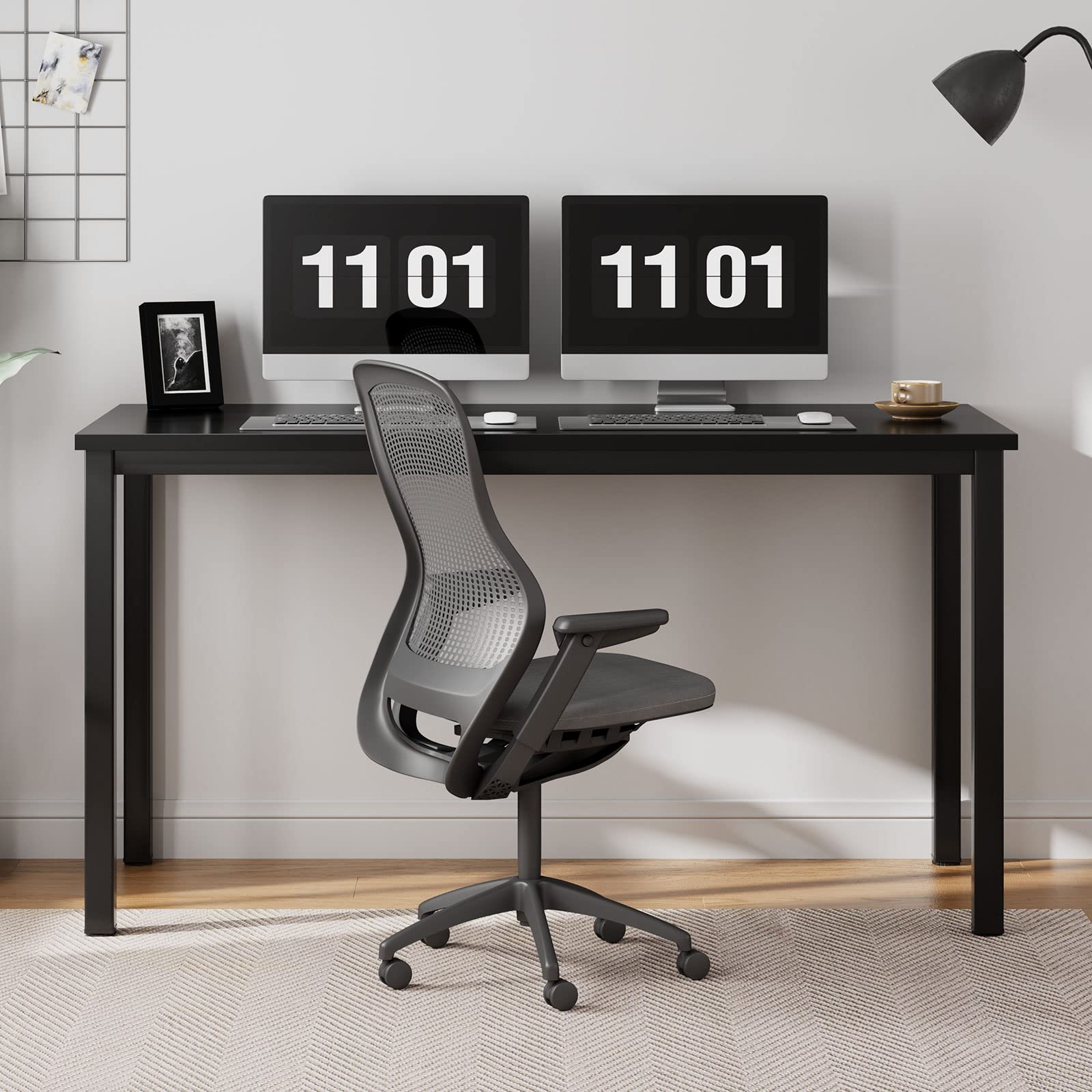 SogesHome PC Schreibtisch Computertisch 100 x 60 x 75 cm Bürotisch Workstation für Home Office Verwenden Schreibtisch, Esstisch Konferenztisch, Schwarz