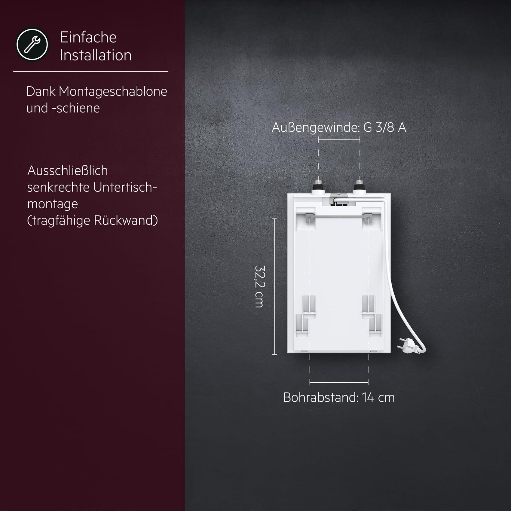 AEG druckloser Kleinspeicher Huz 5 Basis, Untertischboiler 5 Liter Niederdruck, steckerfertig, 2 kW, 222162