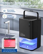 Heelay Luftentfeuchter 1200 ml, elektrischer Luftentfeuchter, energiesparend, tragbar, ultraleise, automatische Abschaltung, 7-farbiges Licht, Raumentfeuchter für Schlafzimmer, Badezimmer und Zuhause