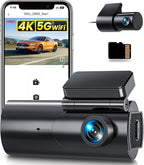 GKU 4K Dashcam Auto Vorne Hinten, 5GHz WiFi Dashcam mit 64GB SD Karte, Auto Kamera mit Parküberwachung, Super Nachtsicht, WDR, 170° Weitwinkel, G-Sensor, Loop-Aufnahme, APP Steuerung, Max 256GB