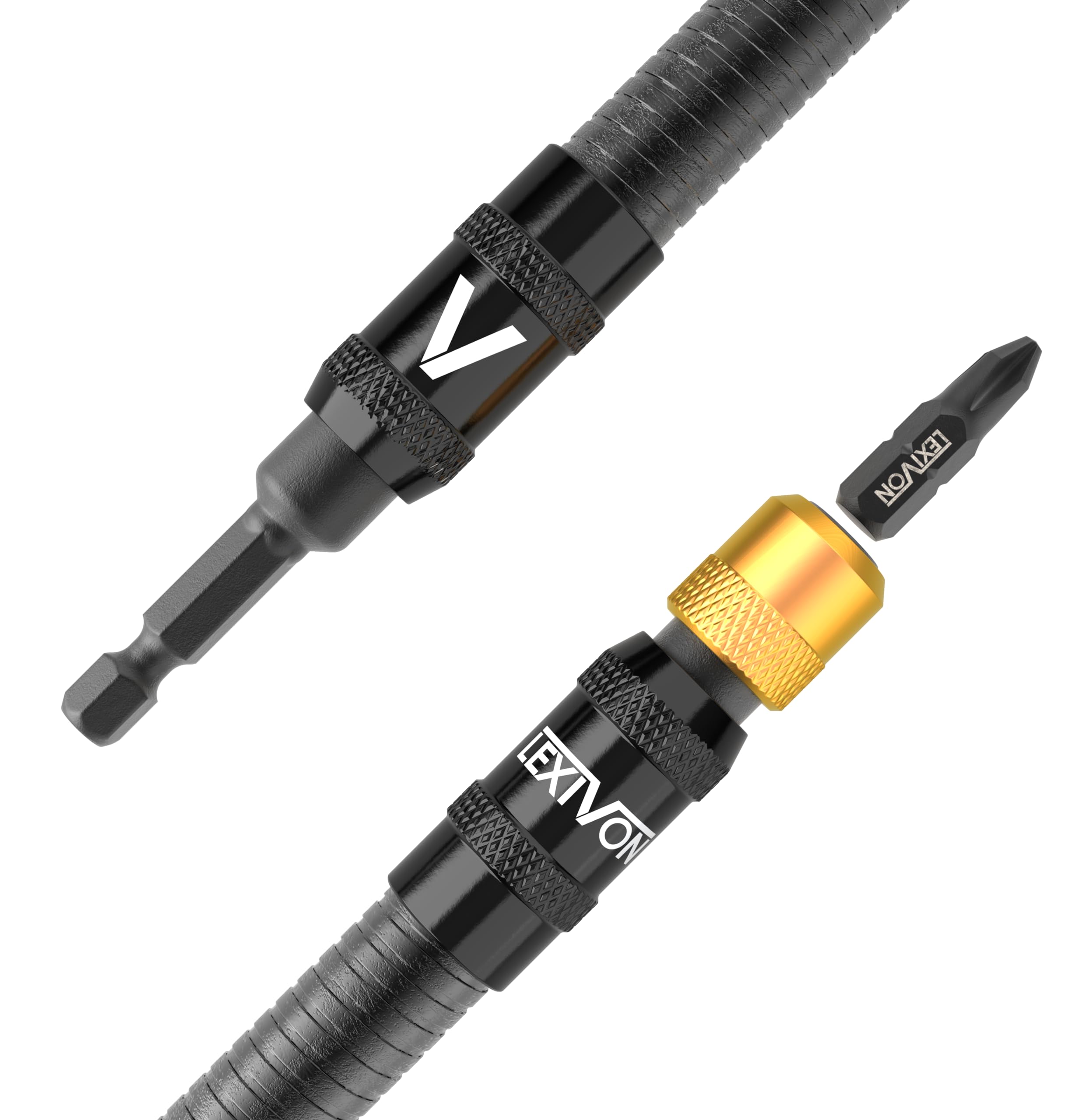 LEXIVON 12-Zoll Flexible Verlängerung für Bohrer, Schnellwechsel mit 1/4-Zoll Sechskantschaft, Geeignet für 3600 U/min, Nussaufsatz für Akkuschrauber (LX-501)