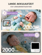 OBVHNUA Babyphone mit Kamera 720p IPS Video Babyphone 2,8" mit 2000mAh Akku Digitalzoom VOX Modus Zwei-Wege-Audio Nachtsicht Temperaturüberwachung Schlaflied Wecker