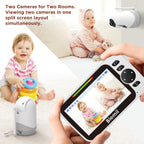 Blemil Babyphone mit Kamera und Audio 30 Stunden wiederaufladbare Batterie, 5" großer Bildschirm, ferngesteuerte Schwenk-/Neige-/Zoom-Kamera, Zwei-Wege-Gespräch, Nachtsicht, kein WiFi