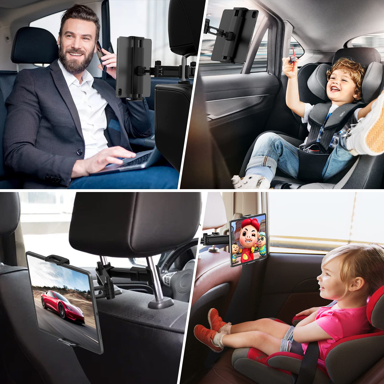 Tablet Halterung Auto,Tablethalterungen Auto - Ausziehbare KFZ Tablet Halter Kopfstütze,Universal 360° DrehungTablet Kopfstützenhalter für iPad,Switch,Sumsung Tab,Smartphone und 4,7-13 Zoll Geräte