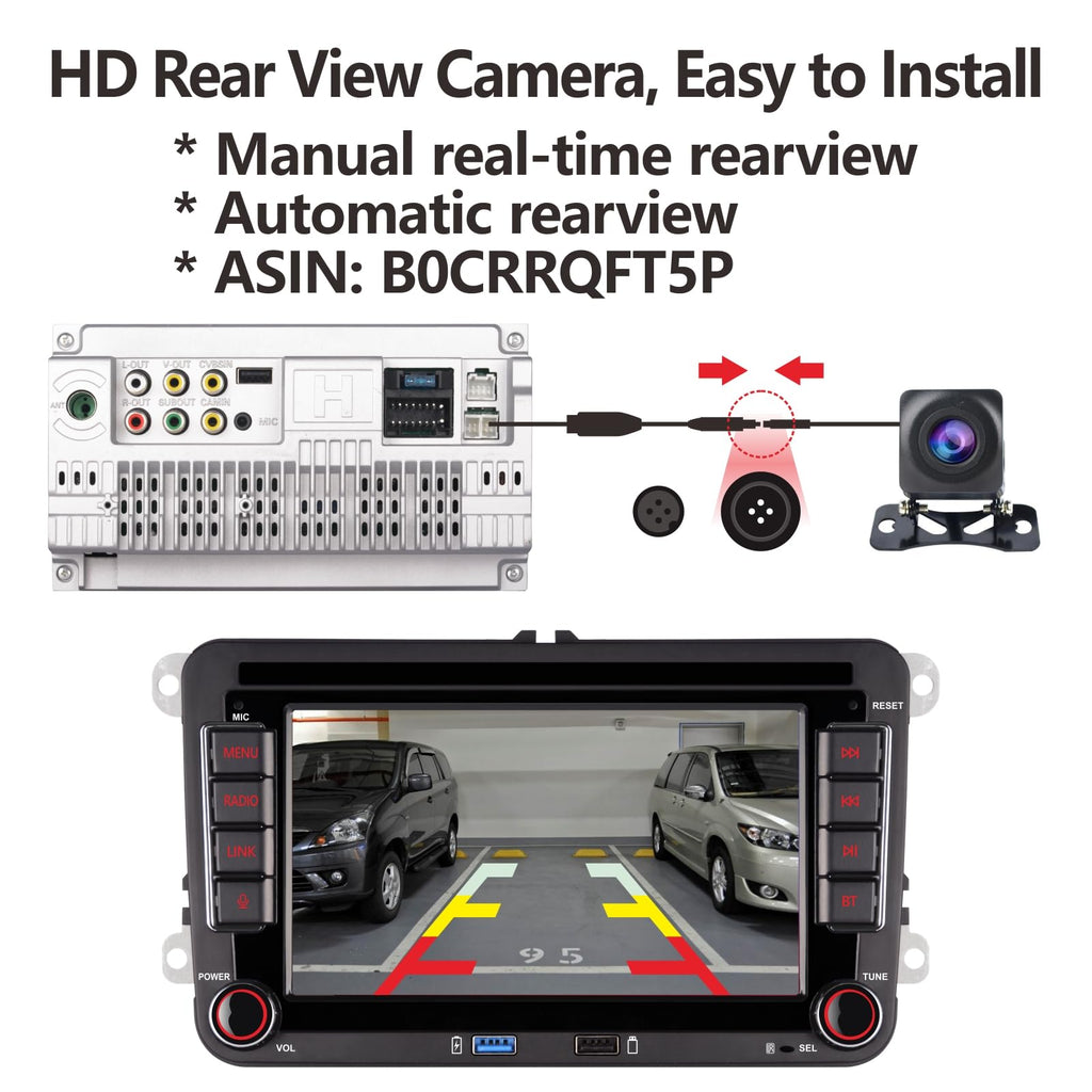 High Power Autoradio mit Wireless Carplay Android Car für VW Golf 5 6 Polo T5 Skoda Passat Jetta Caddy, 7 Zoll IPS VW Radio mit Bluetooth/FM/AM/USB/DSP/EQ Lenkradsteuerung