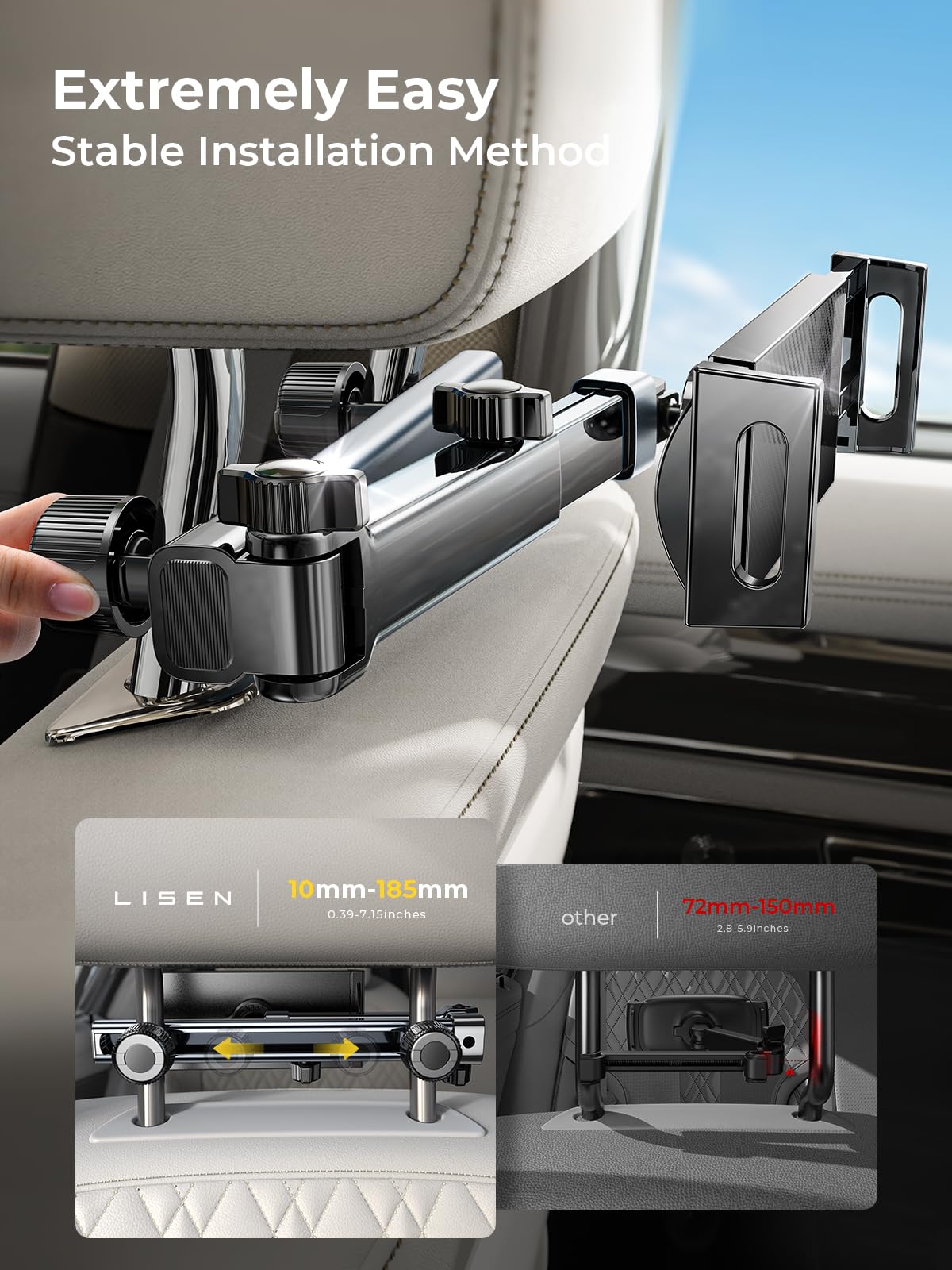 LISEN für iPad Tablet Halterung Auto Mitte, Universal Handyhalterung Auto Organizer Zubehör Innenraum Ausziehbare KFZ für Tablethalterungen Auto Reise Zubehör für iPad Air/Samsung/und 4,7-11 Zoll