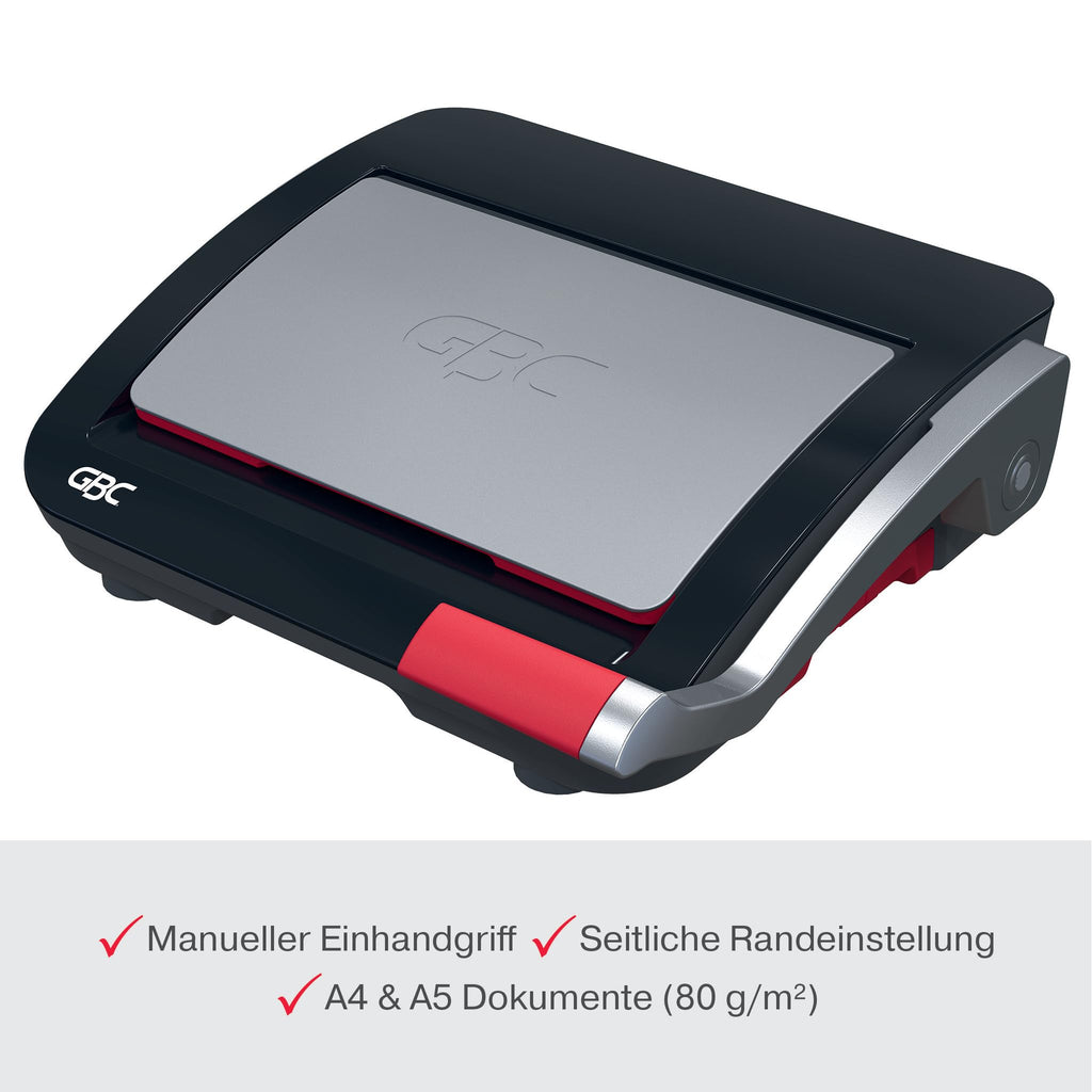 GBC CombBind CB20 Manuelles Bindegerät - Bindet 240 A5/A4-Blätter, kompaktes und leichtes Design, stanzt 20 Blätter, Schwarz/Silber, 4410062