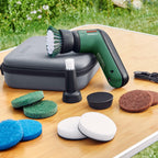 Bosch Elektro-Reinigungsbürsten-Set UniversalBrush (für Badezimmer Fliesen, Küchenherd, Pfannen, Töpfe und mehr; 10 Reinigungsaufsätze enthalten; 3,6 V integrierter Akku; Micro-USB-Kabel; in Tasche)